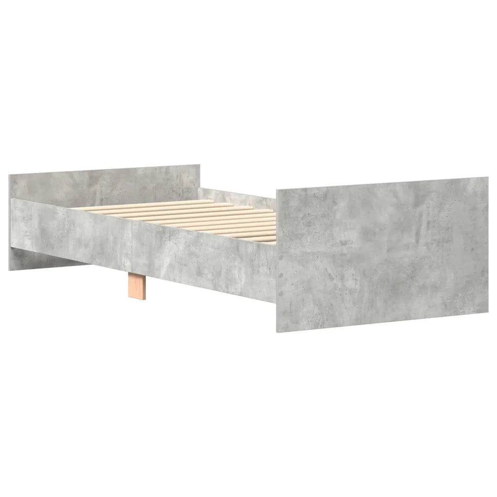 Letto singolo | Letto per adulti | Giroletto Grigio Cemento 100x200 cm in Legno Multistrato