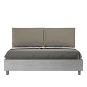 BS COM Letto matrimoniale con rete 160x200 Cemento cuscini similpelle cappuccino