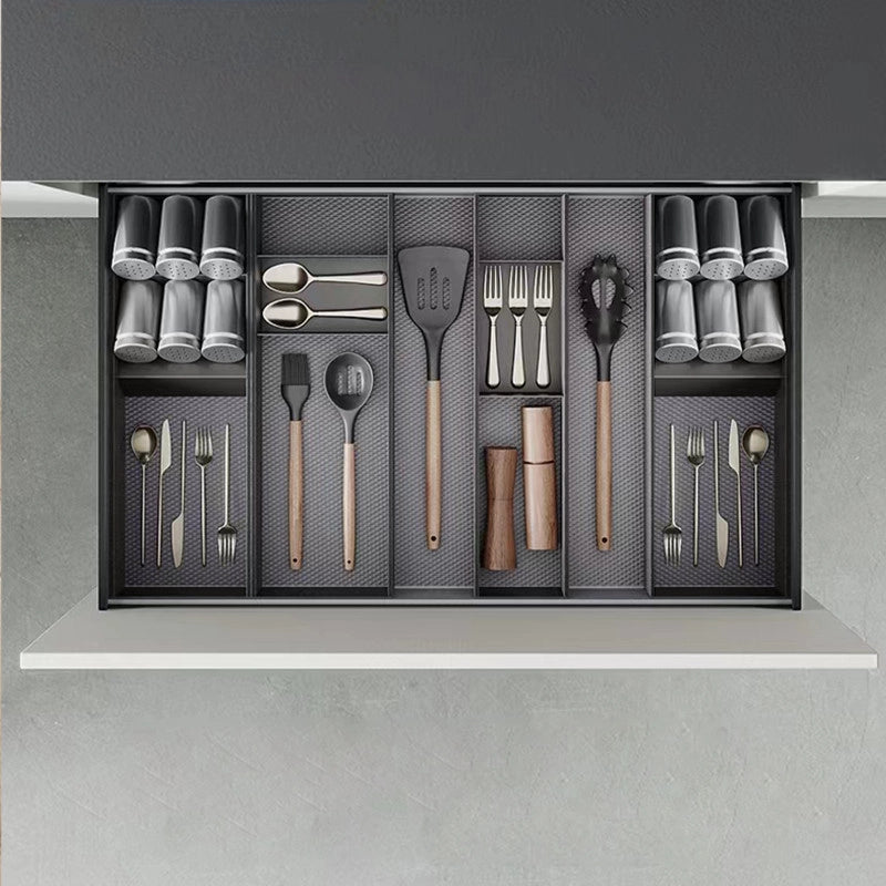 Organizzatore per cassetto Orderbox, 150x470 mm, Acciaio e Legno, Grigio antracite