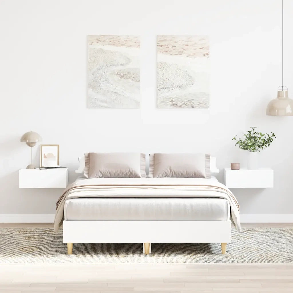 Letto matrimoniale | Letto per adulti | Giroletto senza Materasso Bianco 120x190cm in Legno Multistrato