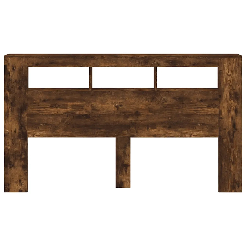 Testiera LED-Testata con LED-Testiera Decorativa Rovere Fumo 180x18,5x103,5 cm Legno Multistrato