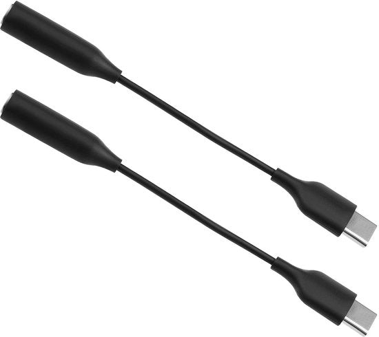 Adattatore USB C a 3,5 mm per auricolare - 2 pezzi - Nero - Compatibile con Huawei e Samsung - Ideale per musica e chiamate