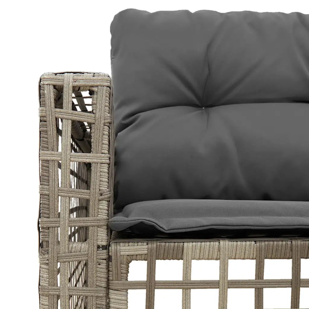 Divano da Giardino a L con Cuscini e Pouf Grigio in Polyrattan 365895