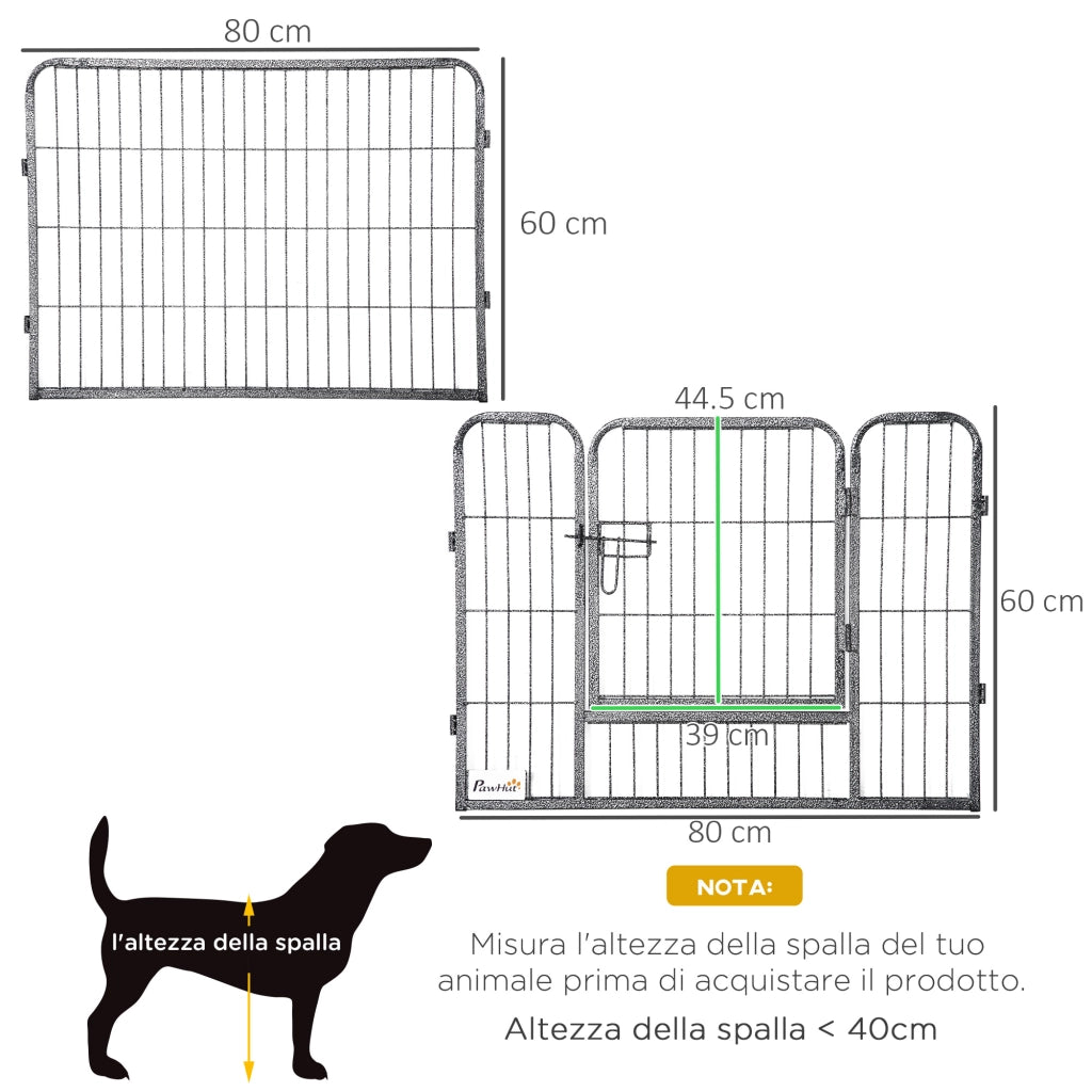 Recinto per Cani ¨C Minimal ¨C Grigio 80x150x60 cm