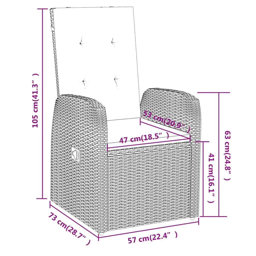Set da Pranzo da Giardino 9 pz con Cuscini Grigio 3099478