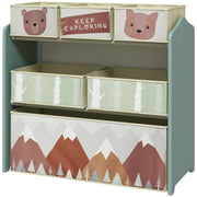 Armadio per bambini con 6 scatole in tessuto, design grazioso, 63x30x66 cm, verde
