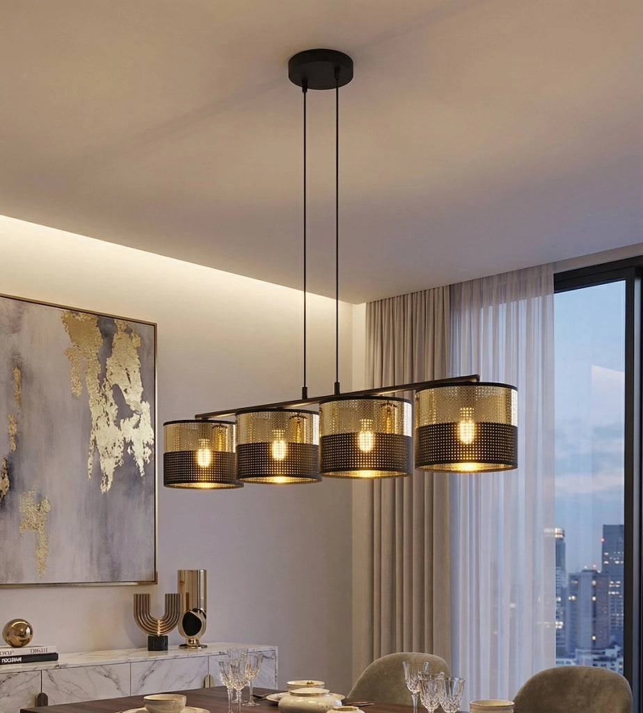 Lampadario LUX Emibig nero oro metallo 4xE27
