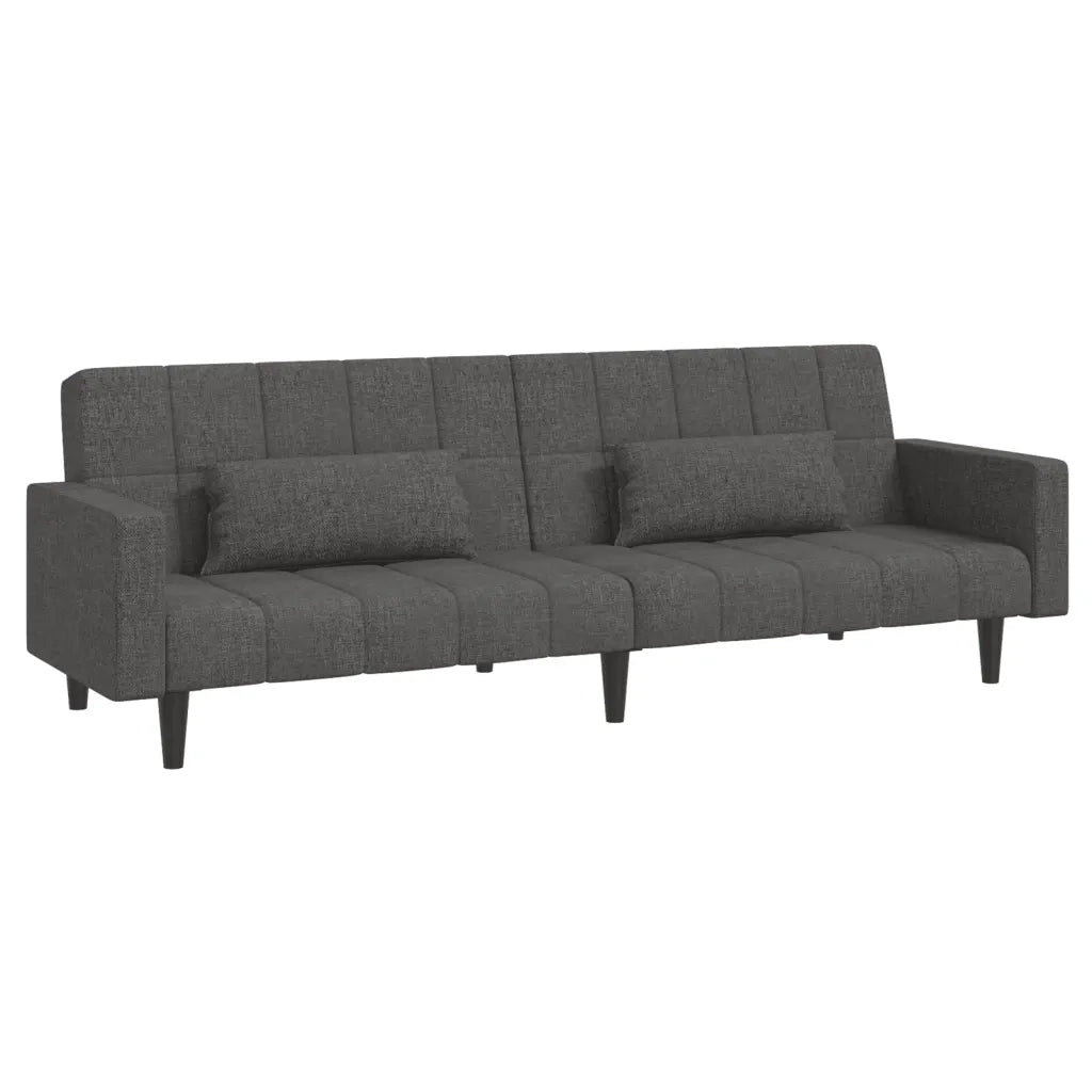 Divano letto | Sof¨¤ letto | Letto singolo a 2 Posti con 2 Cuscini Grigio Scuro in Tessuto