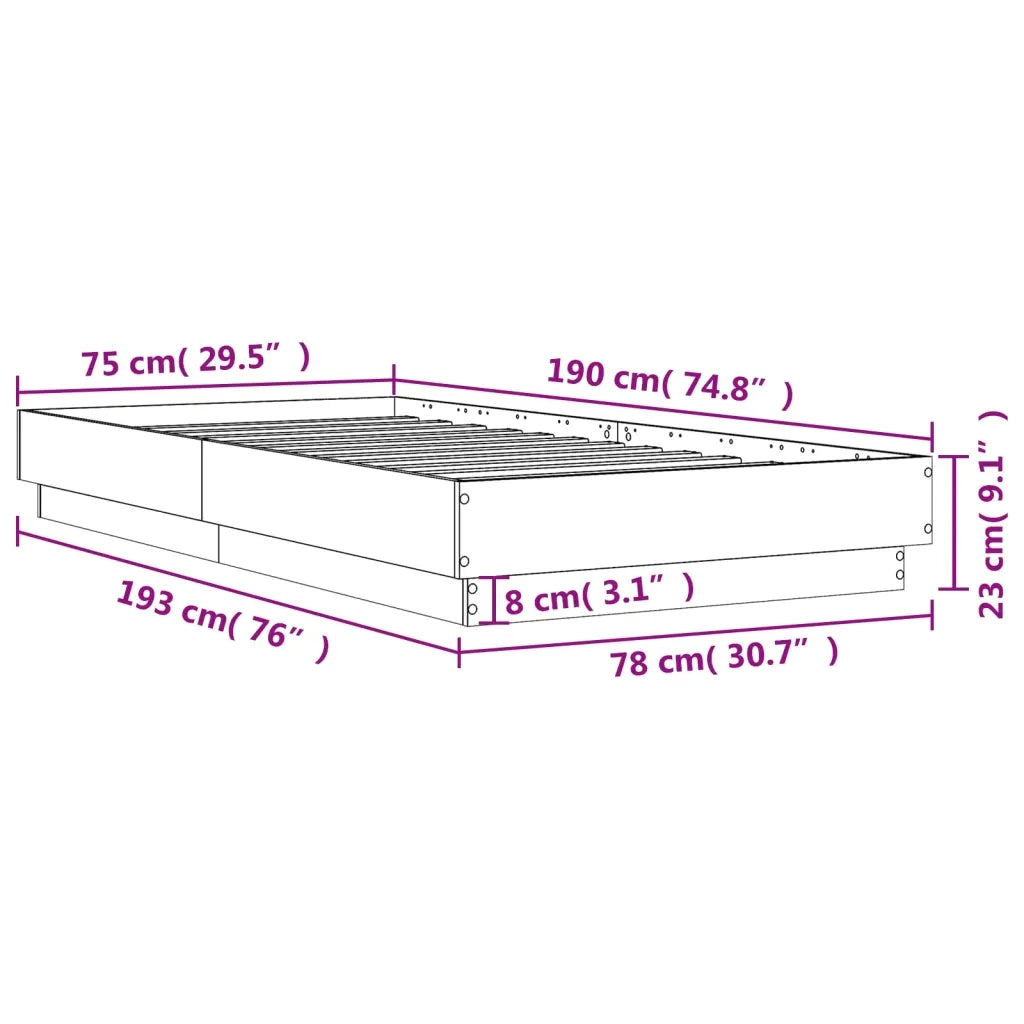 Giroletto senza Materasso-Struttura Letto Rovere Marrone 75x190cm in Truciolato 741376
