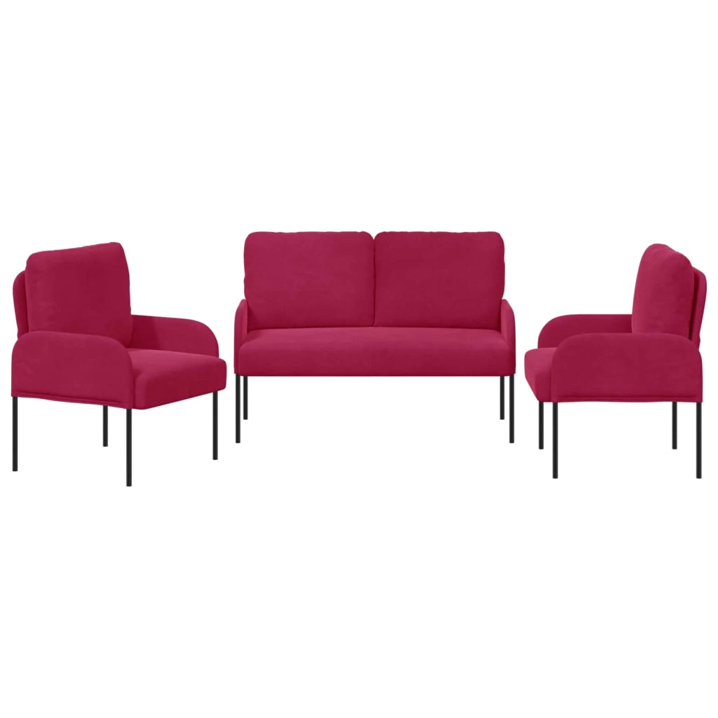 Set divani 3 pcs Rosso Vino 115 x 56 x 80 cm Legno compensato 3406221
