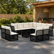 Set Divano da Giardino 12 pz Nero polyrattan 3436486