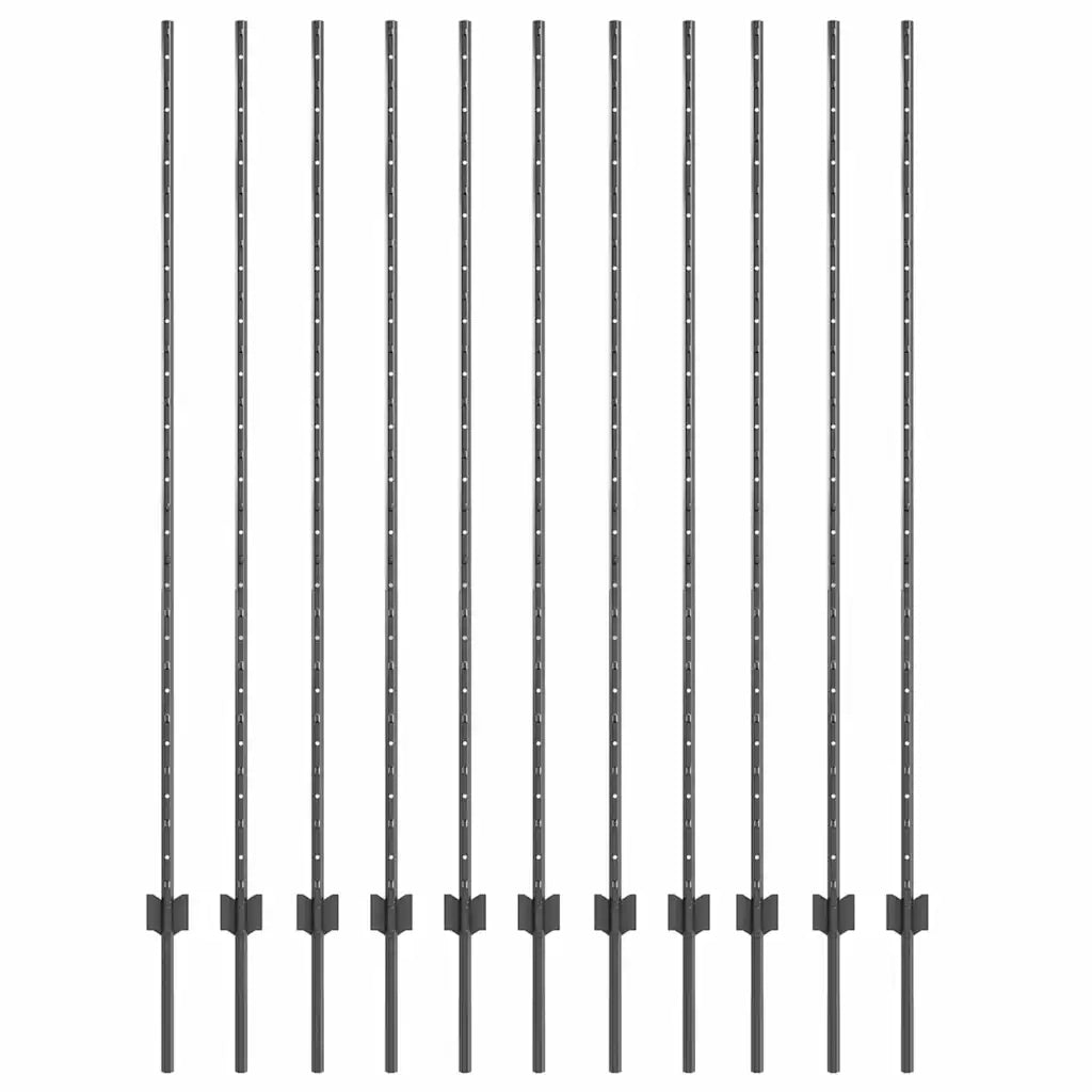 Palo della recinzione 11 pcs Grigio 150 cm Acciaio 42006287