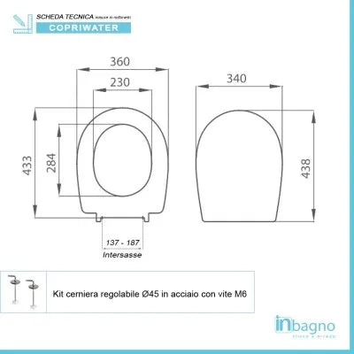 Copriwater compatibile serie Piuma Galassia bianco in termoindurente