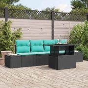 Set di divani 5 pz 4-Numero di posti Nero e Blu polyrattan 3349092