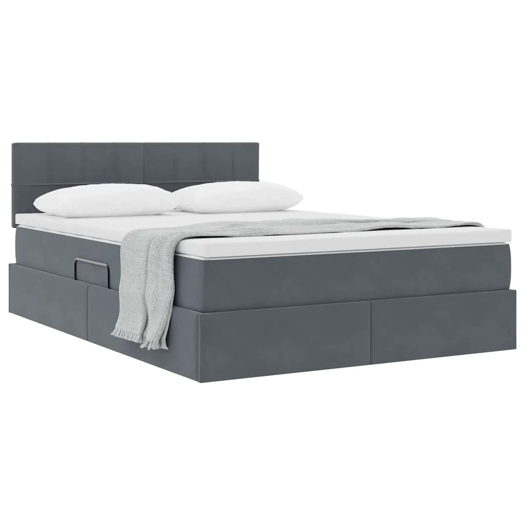 Letto con Contenitore Grigio scuro 140 x 200 cm Velluto 3370762