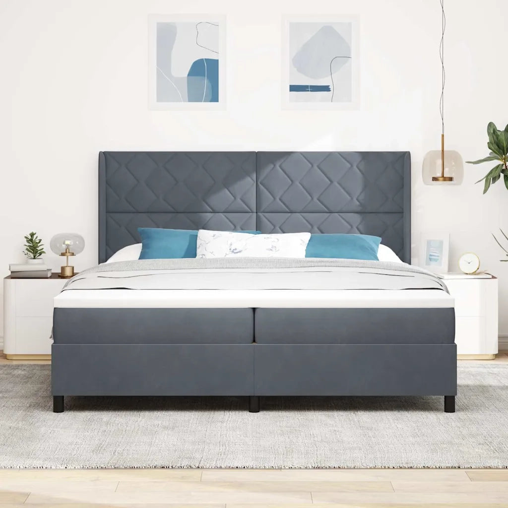 Letto a molle con materasso Grigio scuro 200 x 200 cm Velluto 3342081