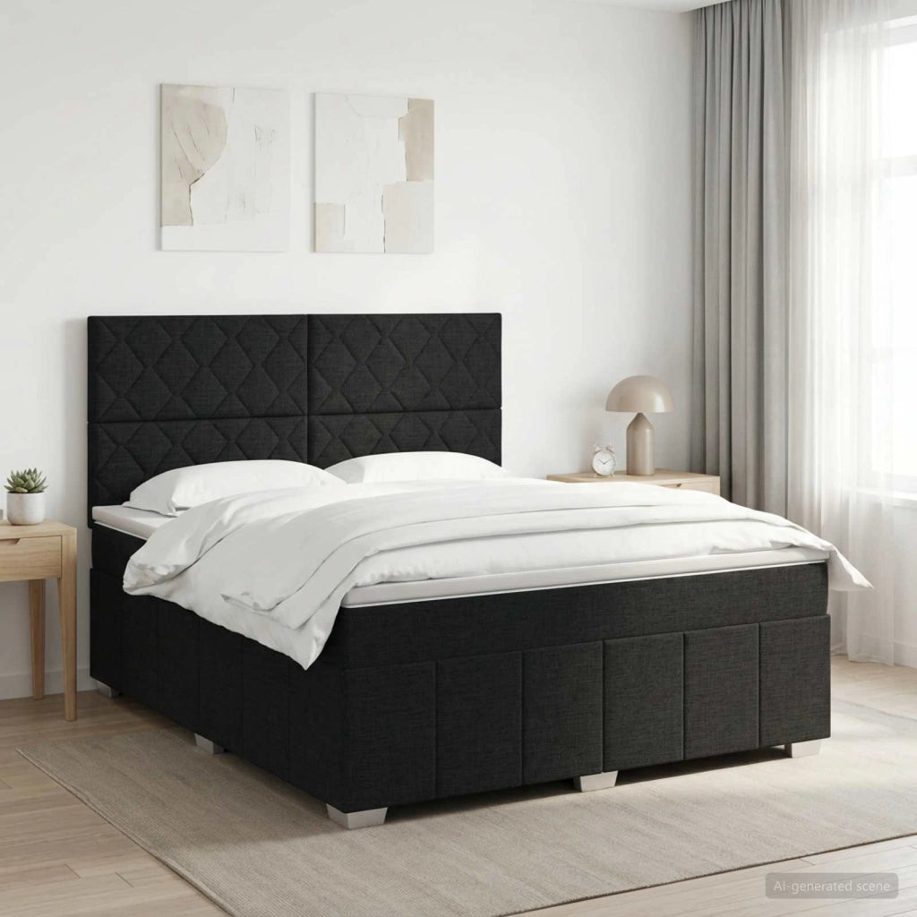 Letto box spring con materasso Nero 180 x 200 cm Tessuto 3454206