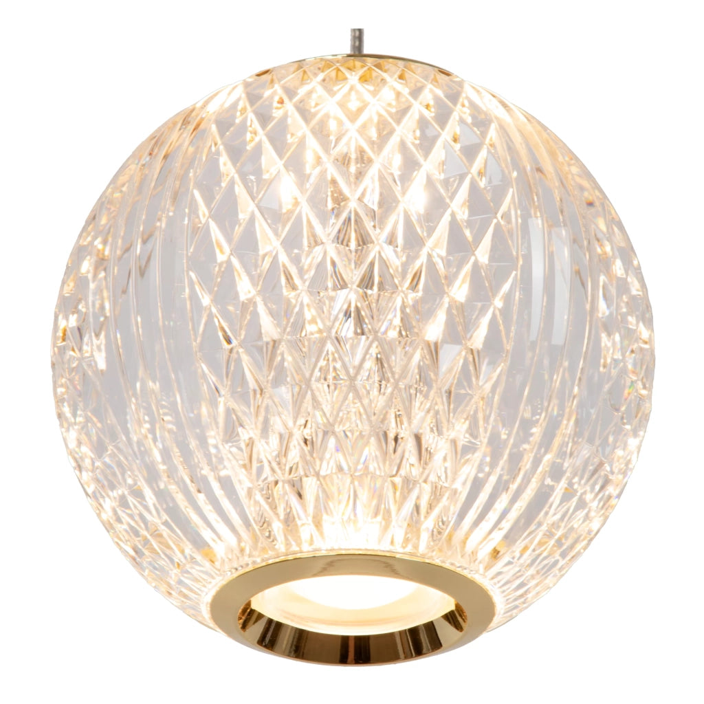 Lampada a sospensione Cintra sfere acrilico oro LED 21W Lucide