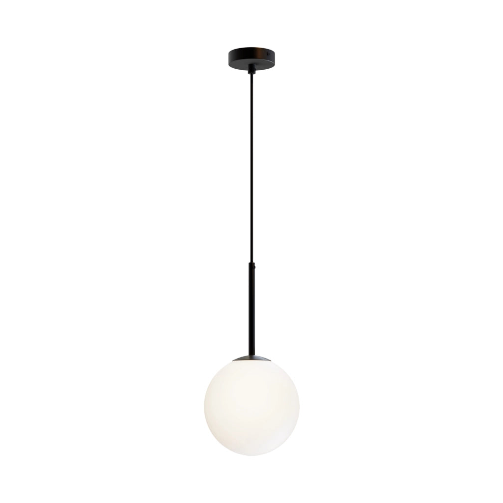 Maytoni Lampadario Minimal Basic Form 1 luce E14 nero metallo diffusore vetro bianco