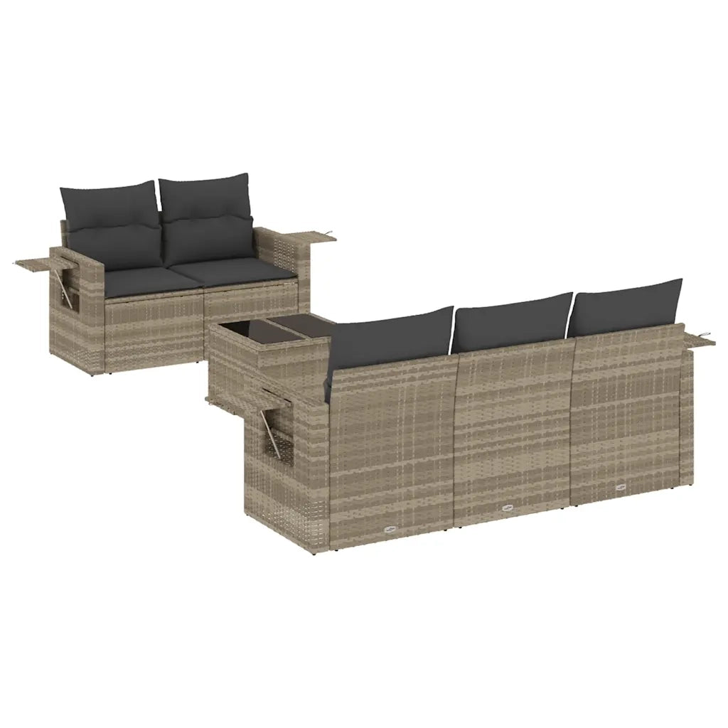 Set Divano da Giardino 6pz con Cuscini Grigio Chiaro Polyrattan 3219901