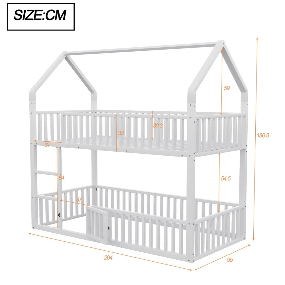 Letto a Castello per Bambini con Scala e Porta ¨C Xylo ¨C Metallo Bianco 90x200