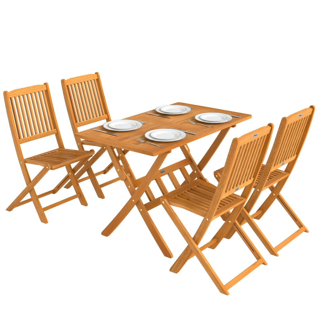Set da Pranzo da Giardino 5 Pezzi, Tavolo e 4 Sedie Pieghevoli