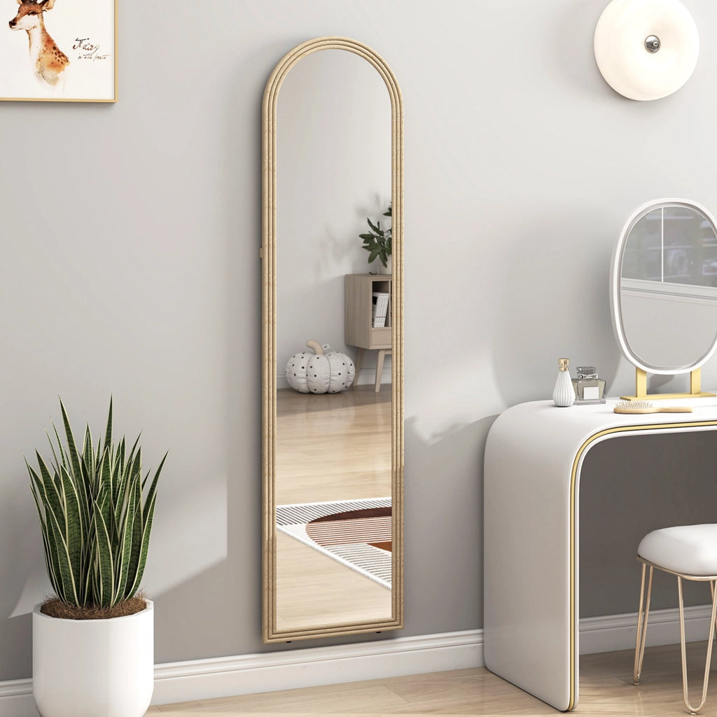 Specchio da Terra Arcuato ¨C Xylo ¨C Effetto Pietra Beige 40x160cm