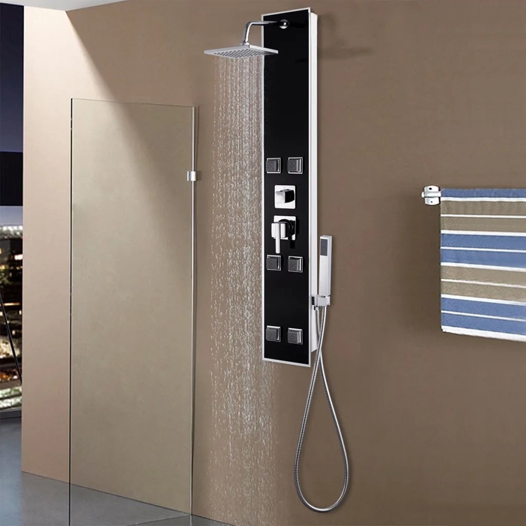 Pannello Doccia in Vetro 18x42,1x120 cm Nero 142991