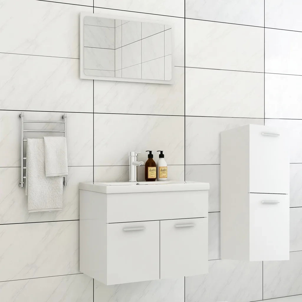 Set Mobili da Bagno Bianco in Legno Multistrato 3071180