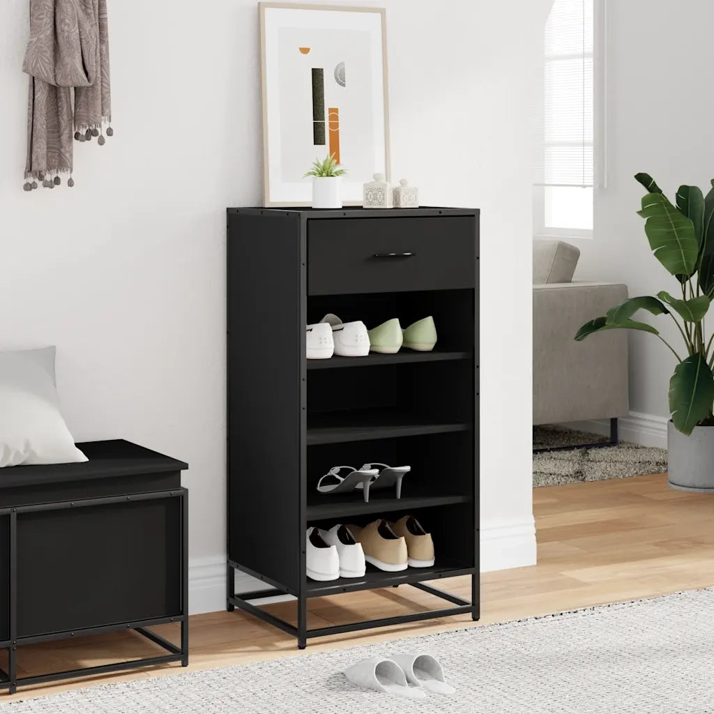 Scarpiera | Mobile per scarpe Nera 48x38x97,5 cm in Legno Multistrato