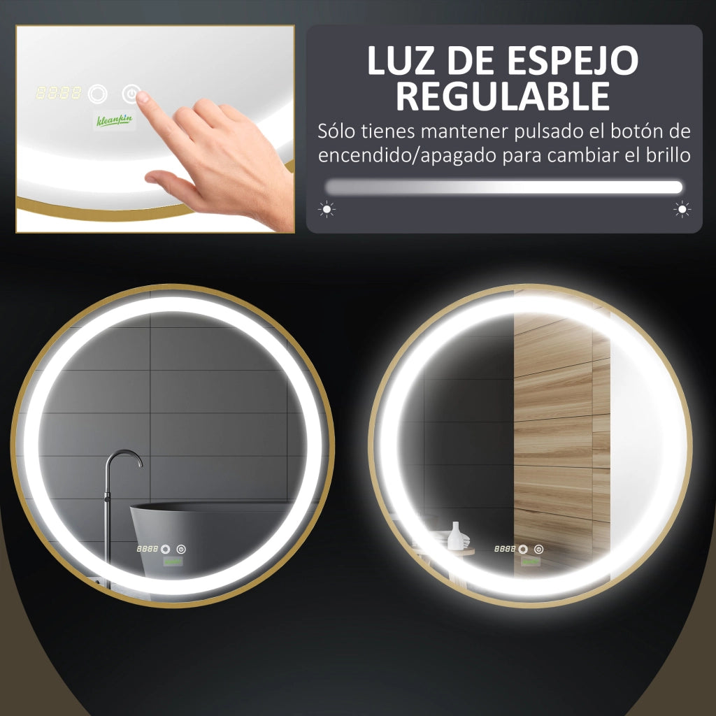 Specchio da Bagno con Luce LED Tattile Regolabile ¨C Xylo ¨C ?60cm Dorato