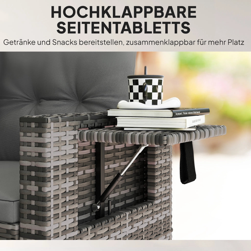 Divano 2 posti in rattan con cuscini e tavolini laterali ¨C Minimal ¨C Grigio chiaro