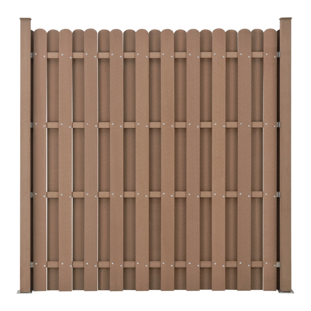 Steccato con Doghe e Colonne in WPC e Base in Acciaio 185 x 193 cm - Marrone NEU.HOLZ