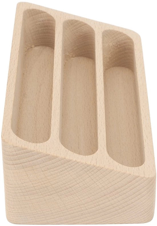 Supporto per biglietti da visita in legno - 3 tasche - Supporto per ufficio - Display per biglietti da visita - Legno di betulla - Superfici lucide - Display per biglietti da visita