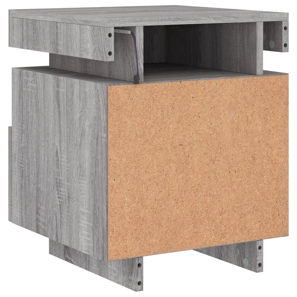 Comodini con Luci LED 2pz Grigio Sonoma 40x39x48,5 cm 836795