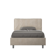 BS COM Letto una piazza e mezza con rete imbottito 110x190 microfibra sabbia