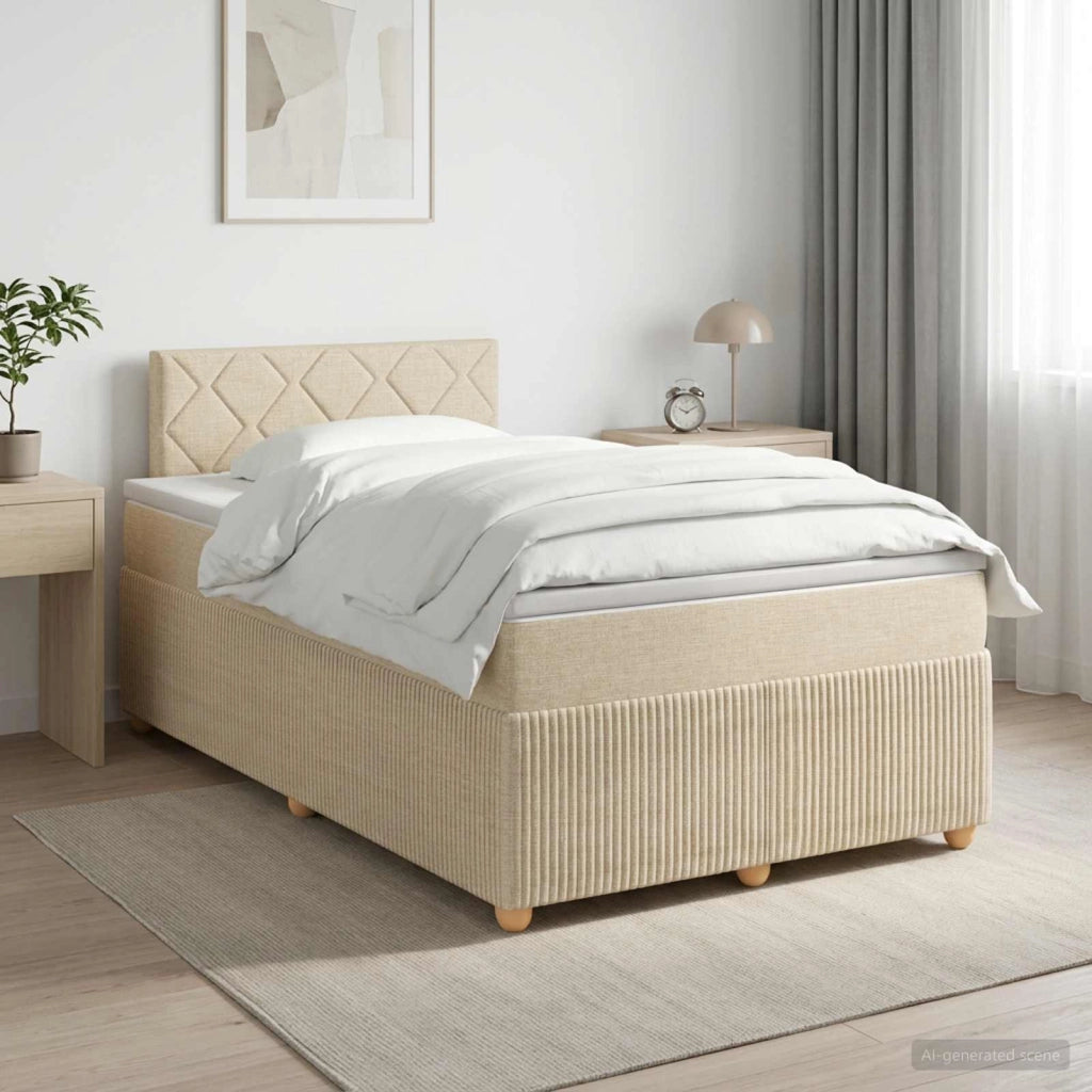 Letto box spring con materasso Crema 120 x 200 cm Tessuto 3451452