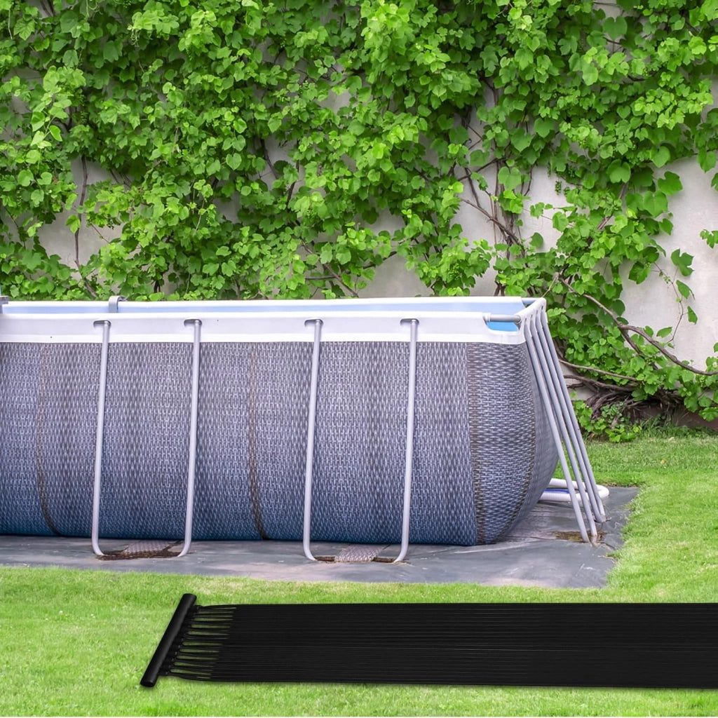 Riscaldatore Solare, Set di 2 Pannelli Solari per Piscina Fuori Terra, Materiale PE di qualità, Set di Accessori Completi, per Piscina Fino a 12000L di Acqua, Nero (3 x 0,75 m)