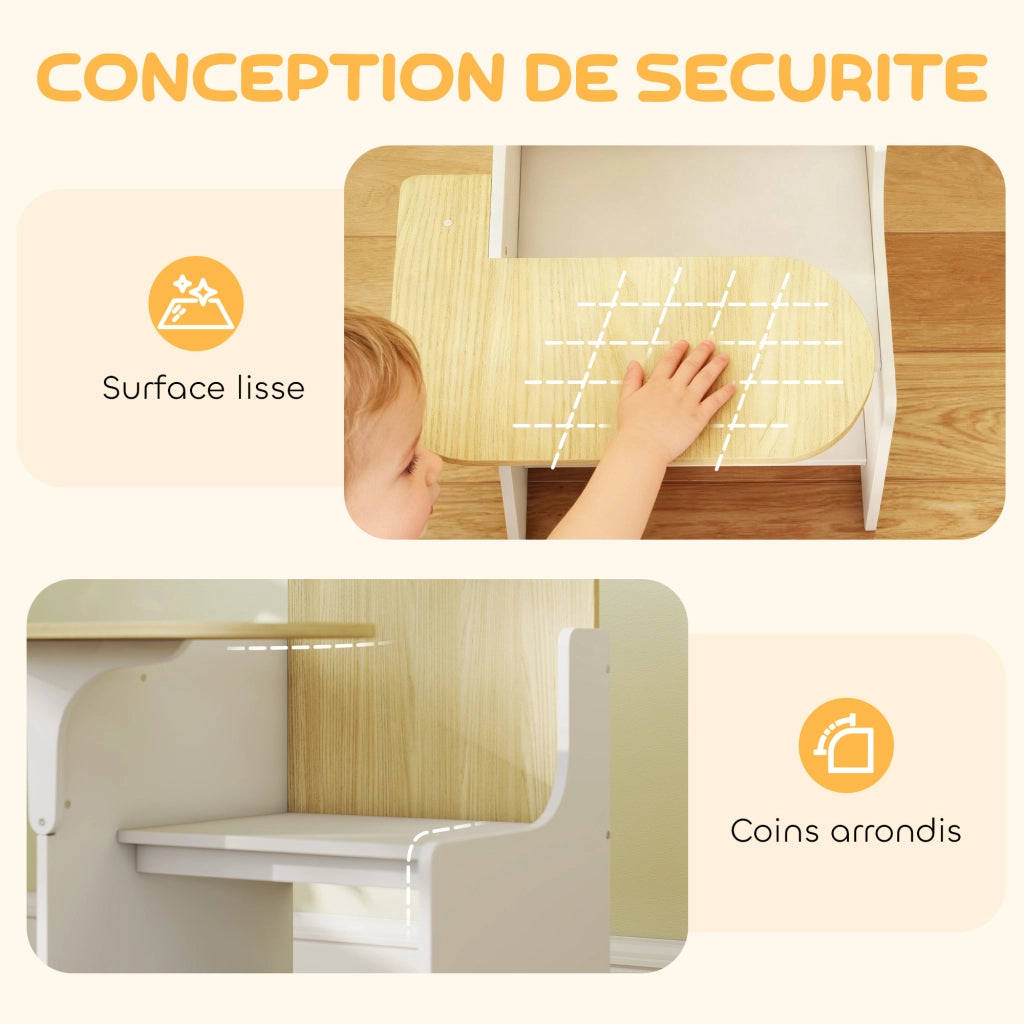 Scrivania con sedia e contenitore per bambini ¨C Xylo ¨C Set 2-in-1 bianco per disegno e gioco