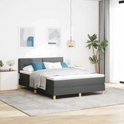Letto a Sorgente LED con led Grigio scuro 140 x 190 cm Tessuto
