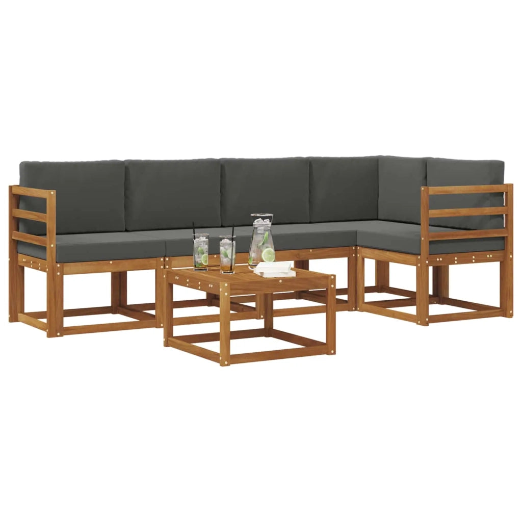 Set di divani da esterno con cuscino 6 pcs Naturale e Antracite 3366415