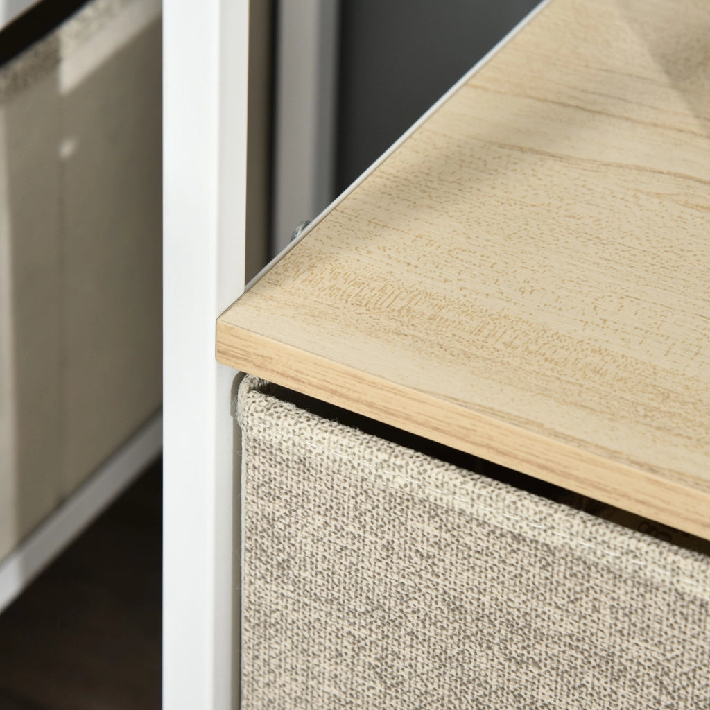 Mobile TV su Ruote con Cassetti ¨C Minimal ¨C Grigio Legno Naturale Metallo Bianco 120x30x46