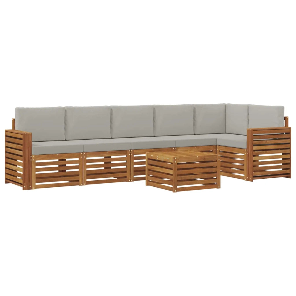 Set divano sezionale con cuscino 7 pcs Grigio Naturale e Chiaro 3374936