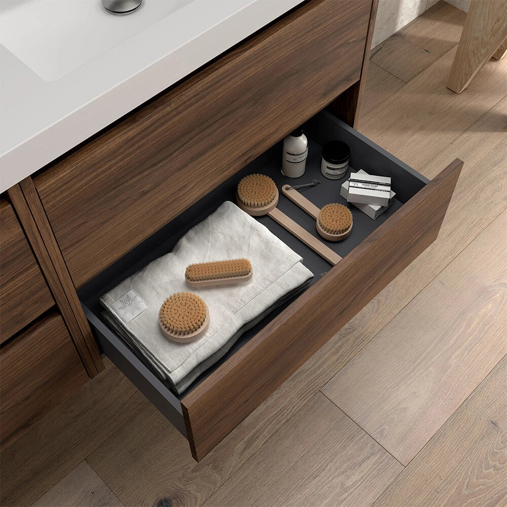 Mobile bagno sospeso 70 cm noce maya con lavabo ad incasso Gaya