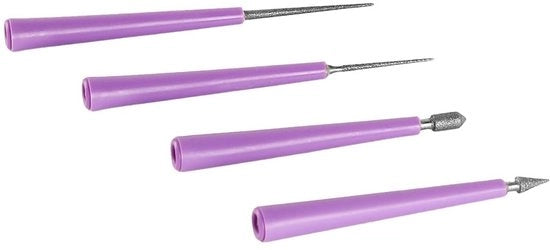 Raccoglitore di Filo 4 pezzi - Punti Diamantati - Acciaio Inossidabile - Plastica - Adatto per Vetro/Metallo/Legno - Lunghezza 85,5/87/108/119 mm - Amplificatore di Gancio di Filo