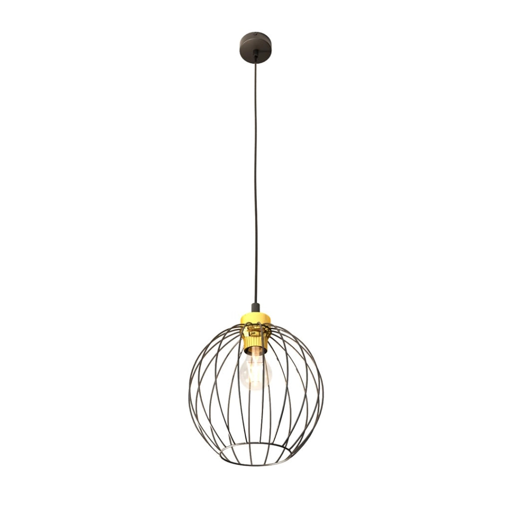 Lampada a sospensione loft nera-oro Nando sfera E27