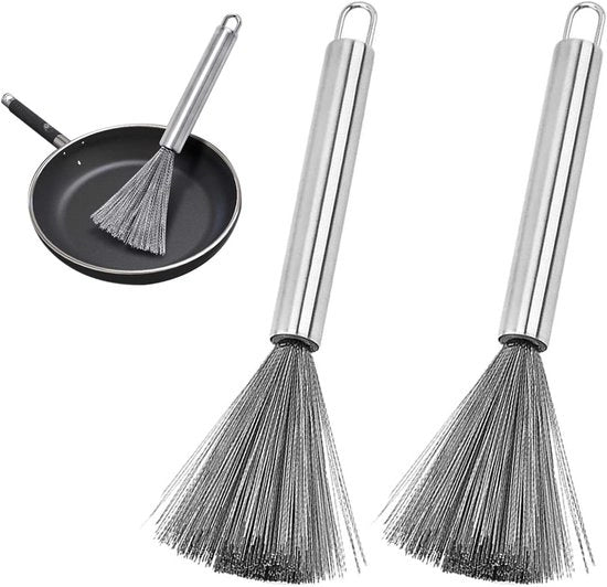 Set di Spazzole per Panni da Cucina in Acciaio - 2 Pezzi - Acciaio