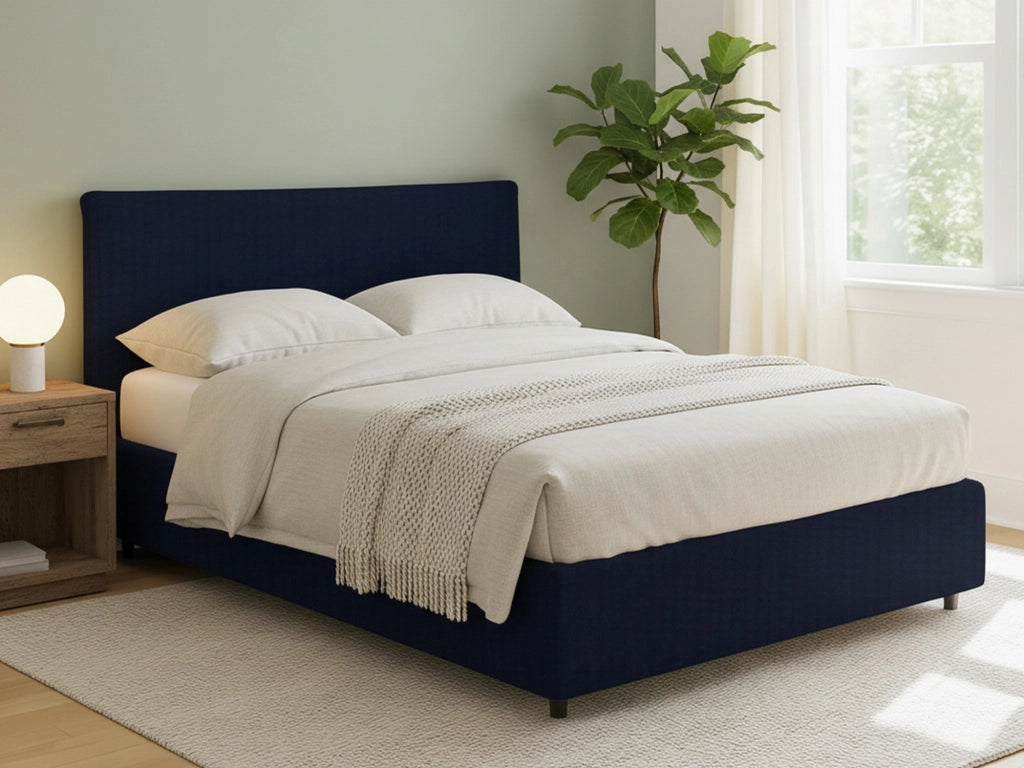 Crewe, Letto Matrimoniale Sfoderabile Made in Italy, Viola Scuro