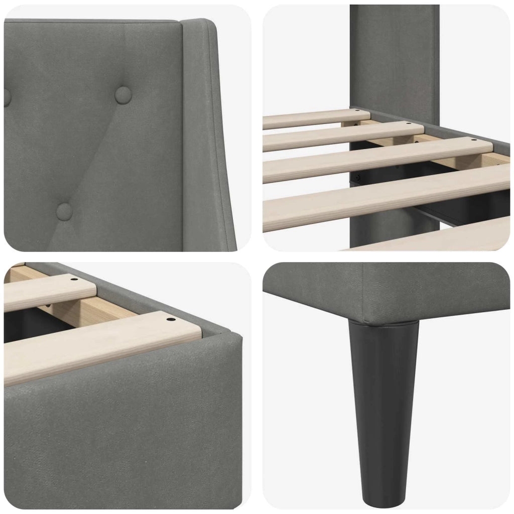 Letto matrimoniale | Letto per adulti | Struttura del letto Grigio scuro 180 x 200 cm Velluto