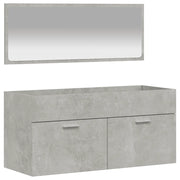 Mobile da Bagno | Armadio da bagno con Specchio Grigio Cemento Legno Multistrato